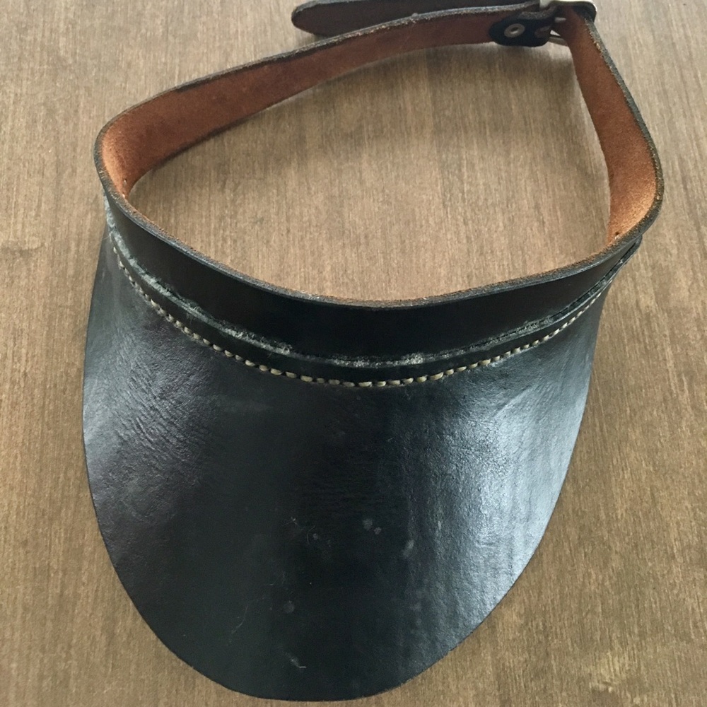 Unisex black leather visor.